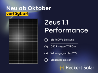 Heckert Solar bringt mit dem ZEUS 1.1 Performance ein neues Hochleistungsmodul auf den Markt Heckert Solar bringt mit dem ZEUS 1.1 Performance ein neues Hochleistungsmodul auf den Markt