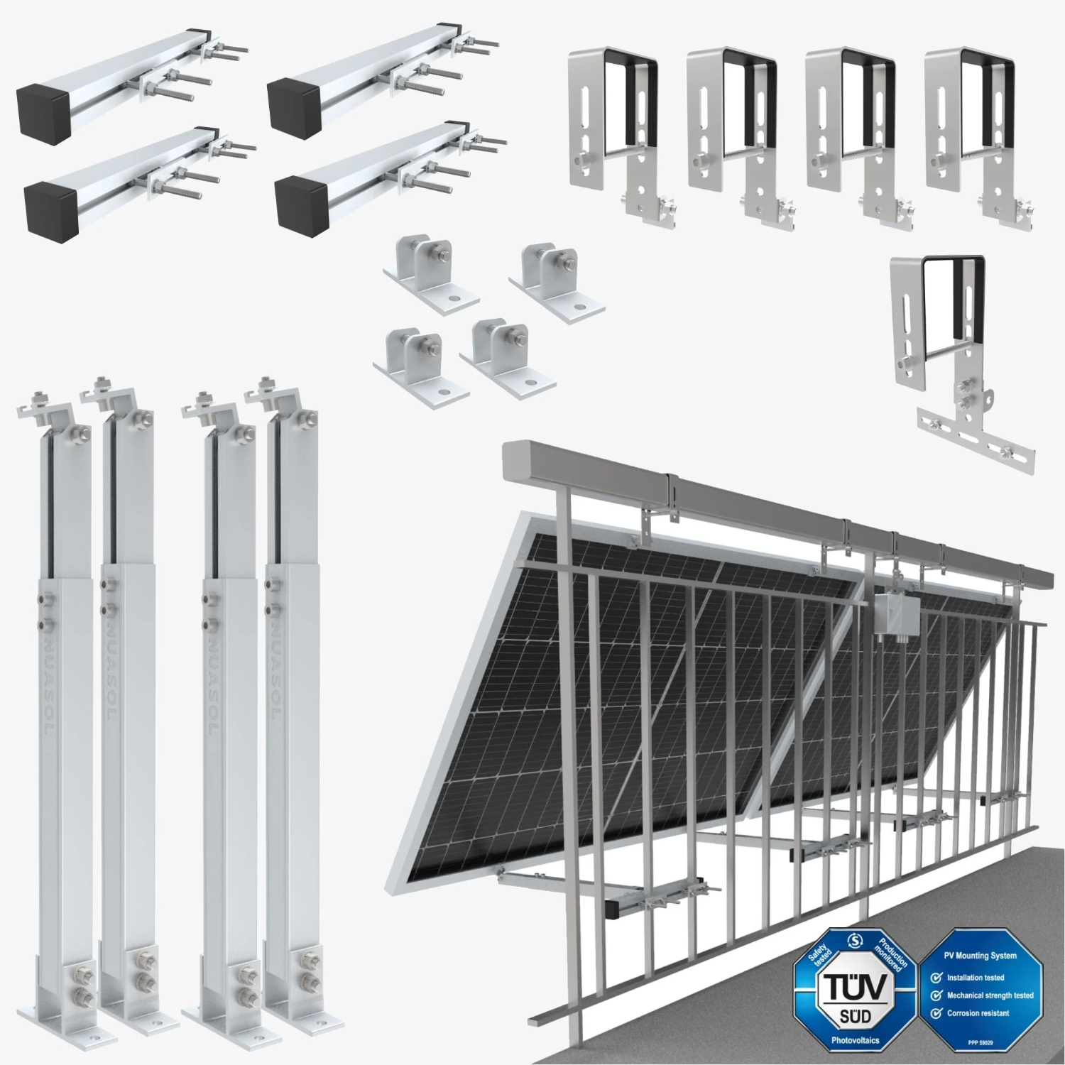 Nuasol Balkonhalterung eckig 2 Module