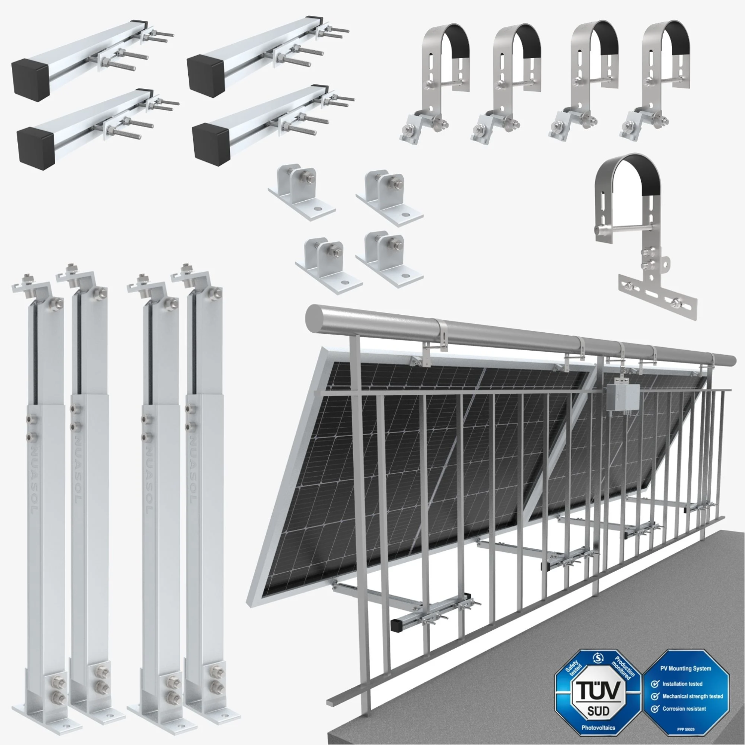 Nuasol Balkonhalterung rund 2 Module