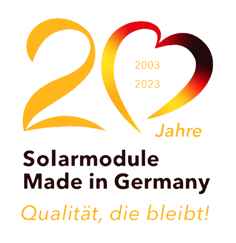 20 Jahre Solarmodule Made in Germany. Von 2003 bis 2023. Qualität die bleibt!